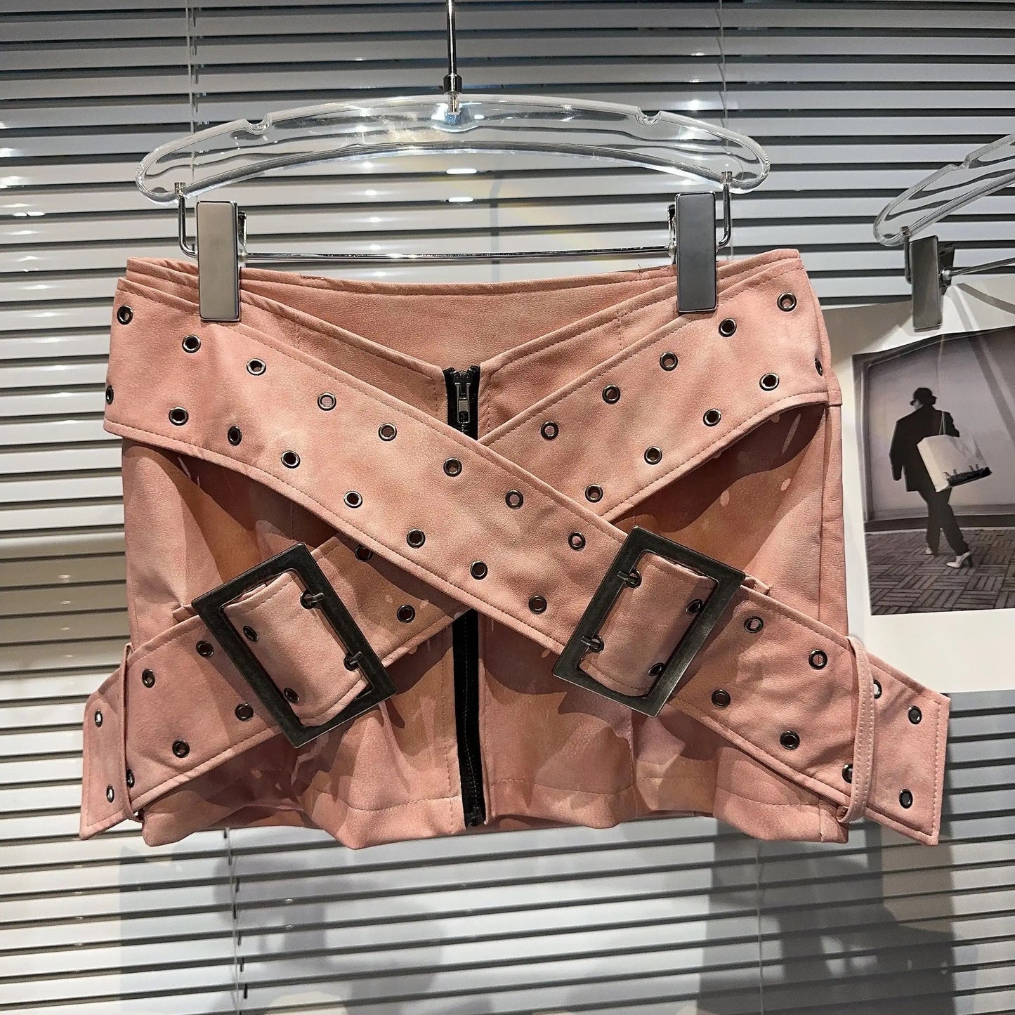 Pink Leather Skirt
