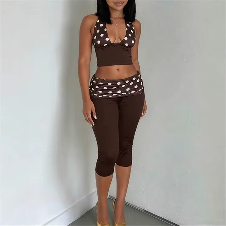 The Mocha Dot Capri Set