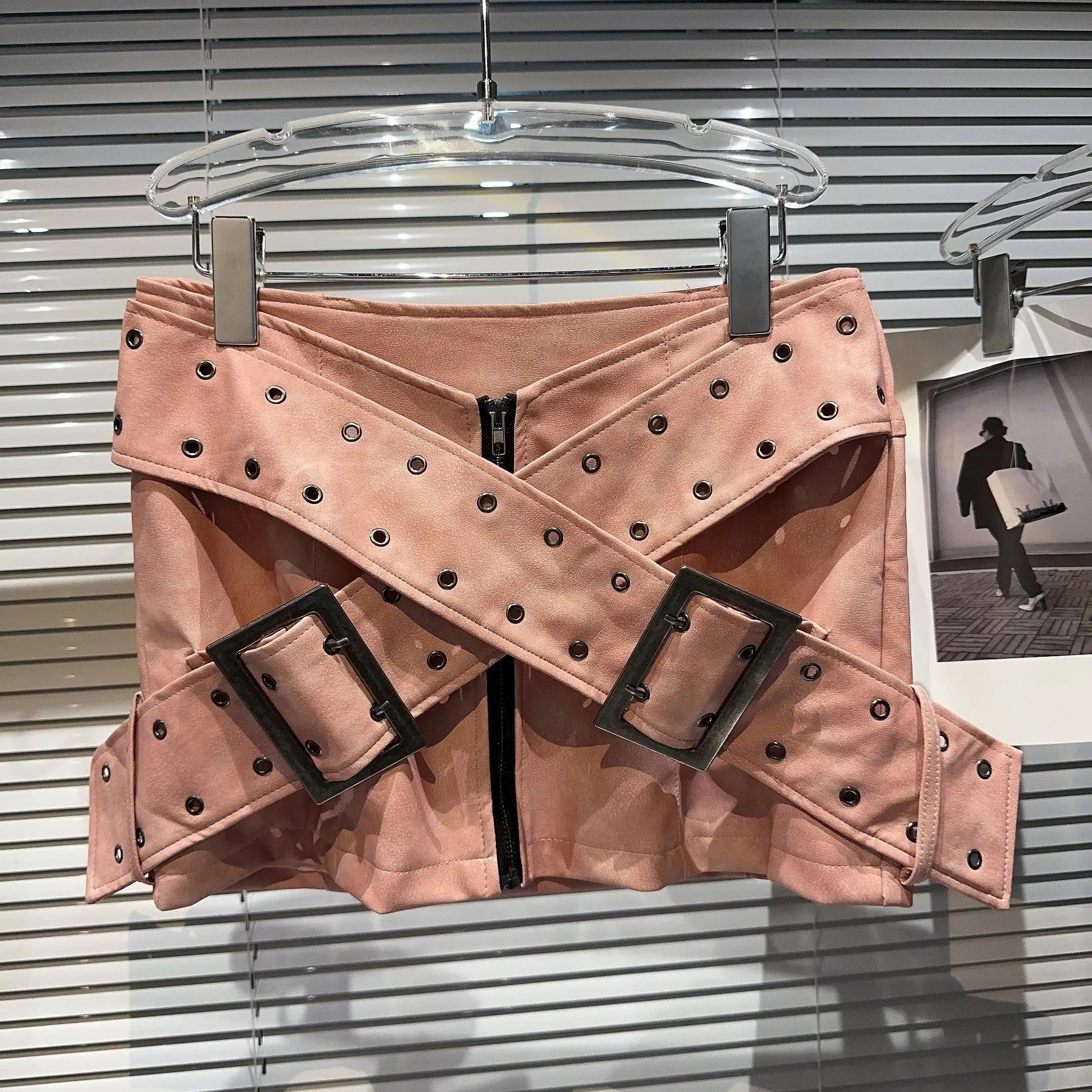 Pink Leather Skirt