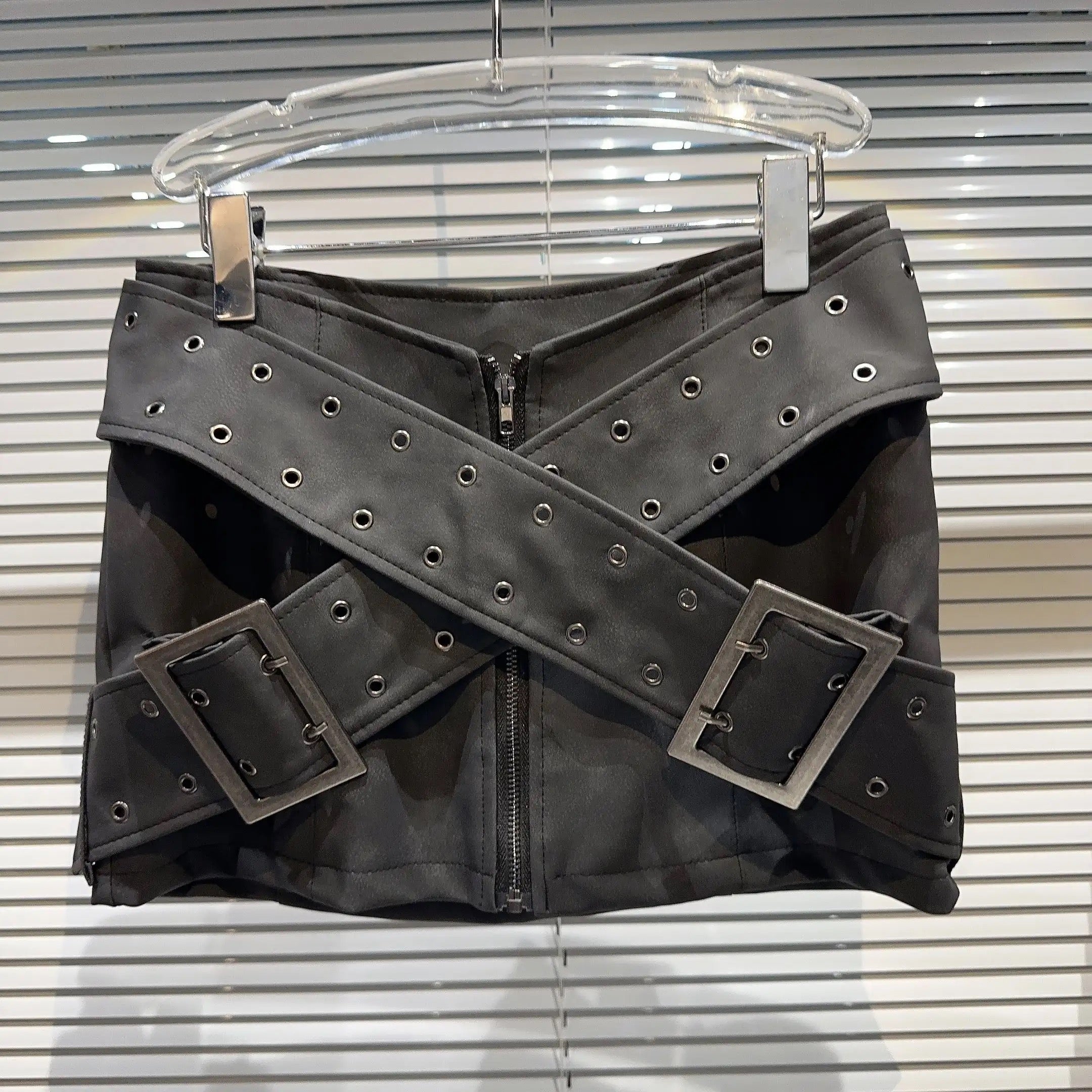 Charcoal Leather Skirt