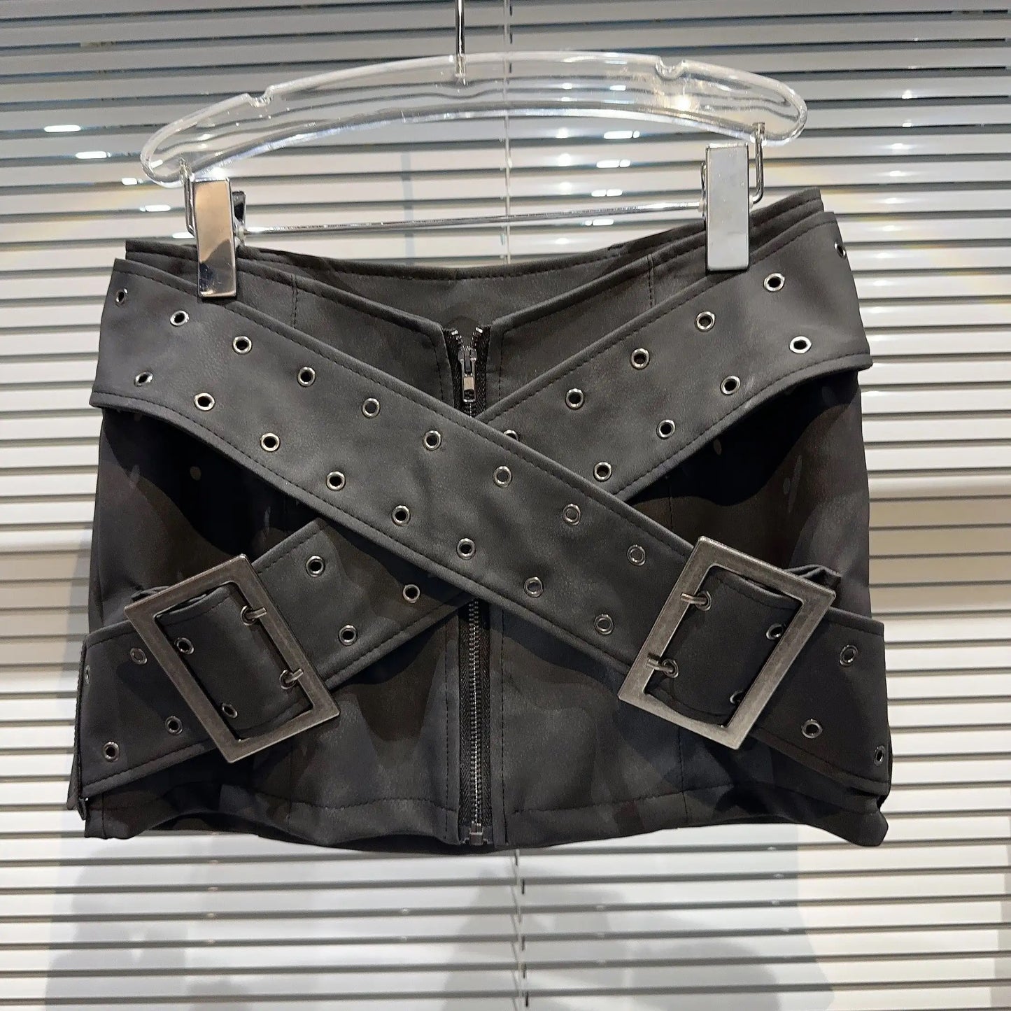 Charcoal Leather Skirt