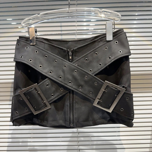 Charcoal Leather Skirt