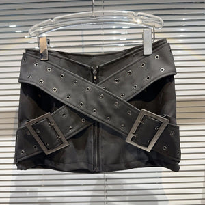 Charcoal Leather Skirt
