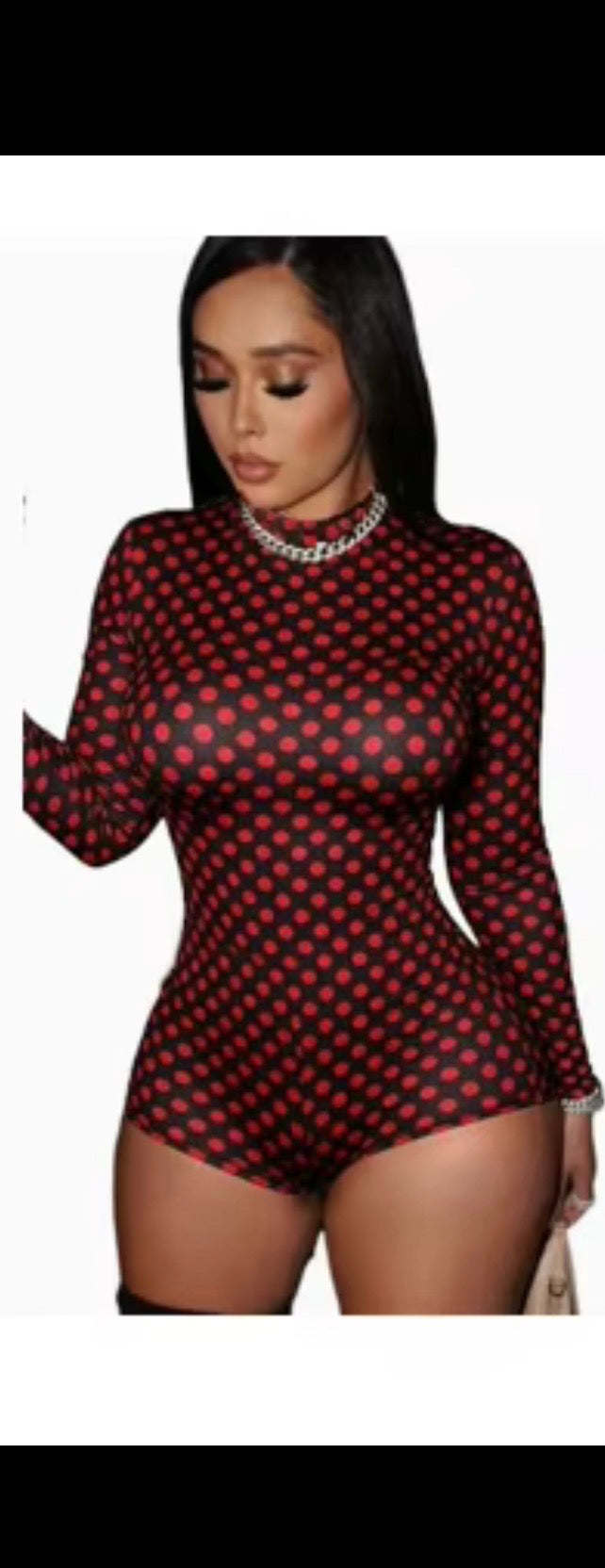 The Midnight Crimson Polka Dot Romper 🖤❤️