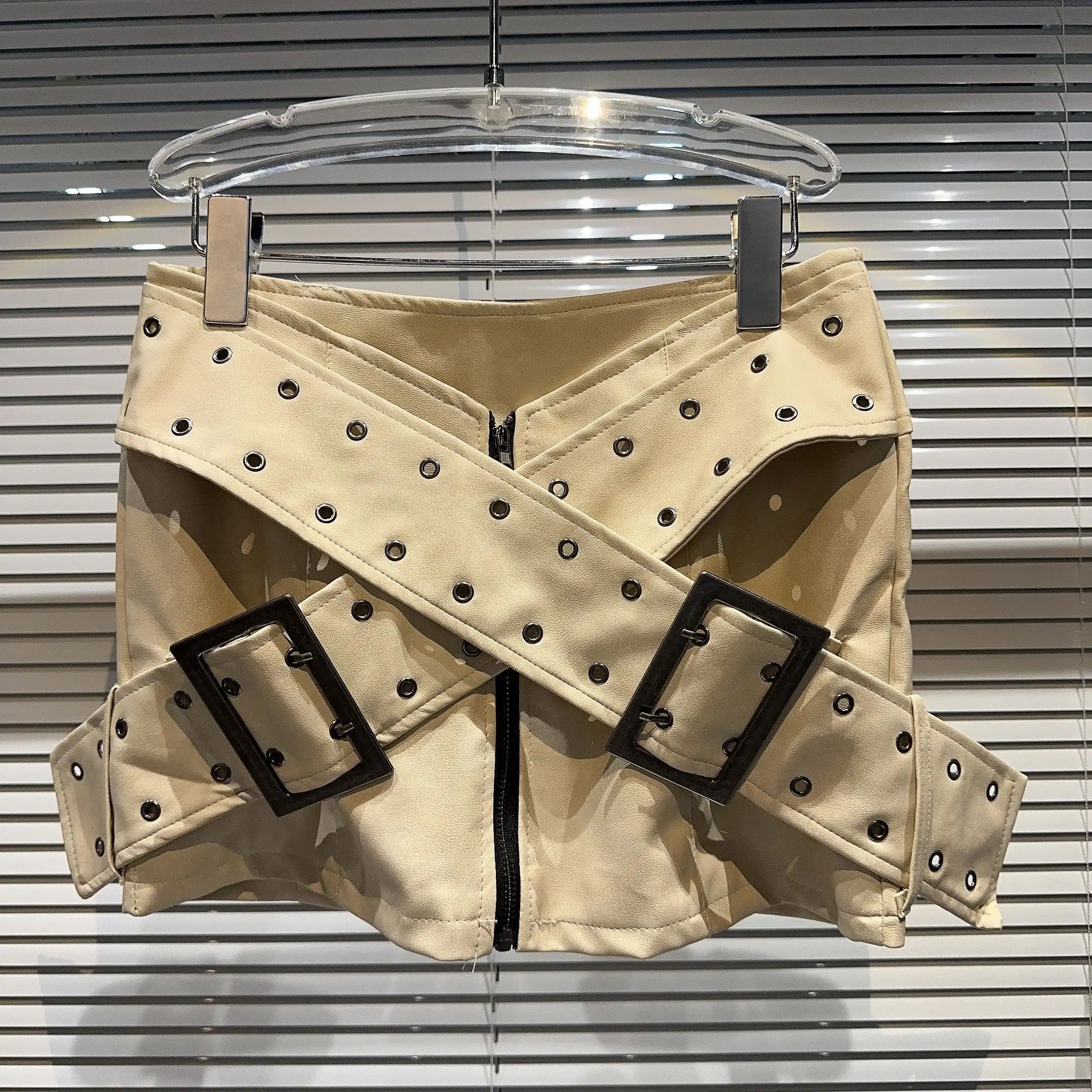 Nude Leather Skirt