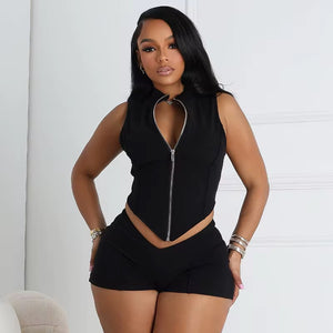 Black Zip Up Two Piece