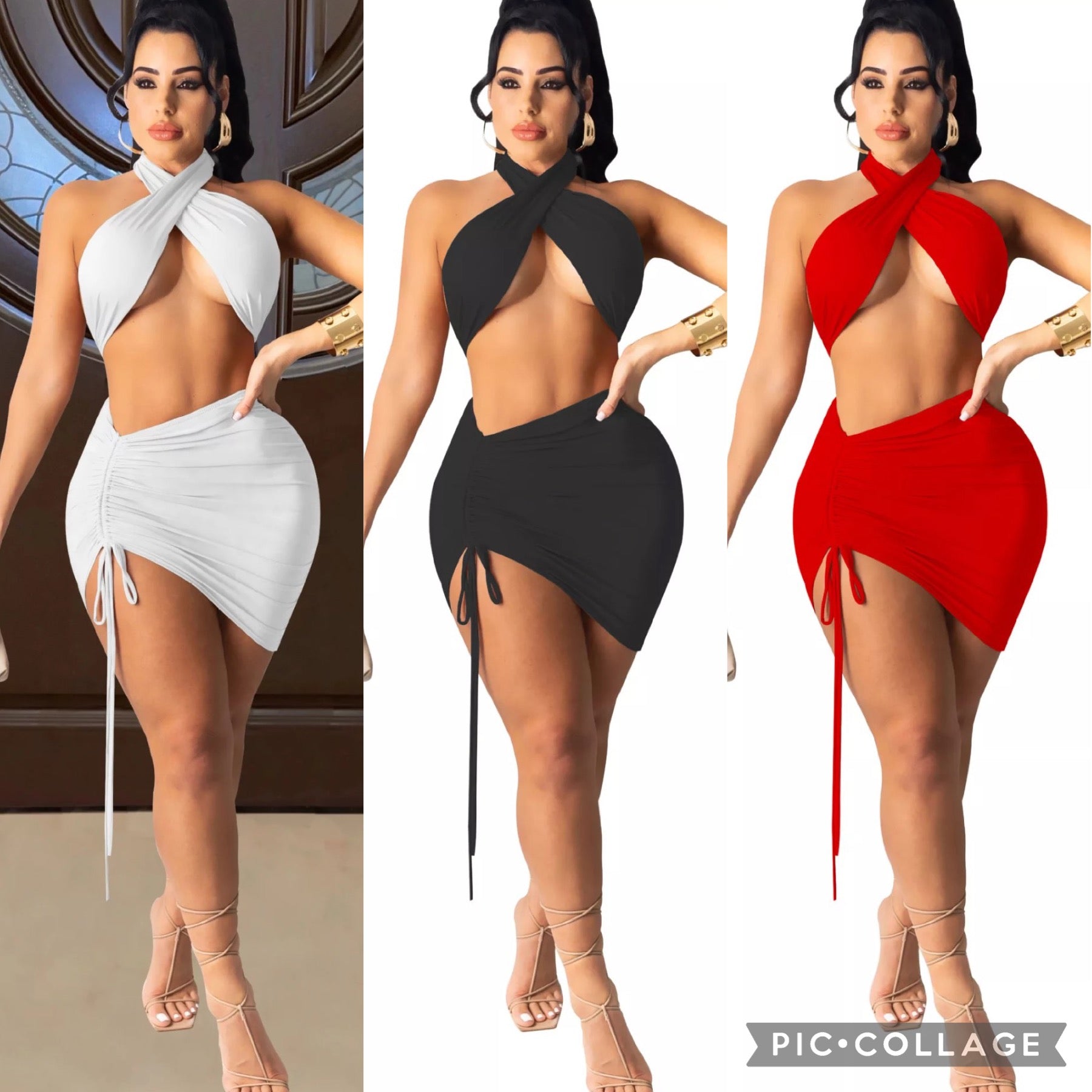 Crossed Shirt And Skirt Set