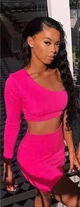 Neon Two Piece Skirt Set